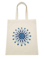 POOJAUVEX Cotton Tote Bag with Blue Mandala Design – Reusable Shoulder Carry Bag for Shopping, Office, College, Travel & Everyday Use