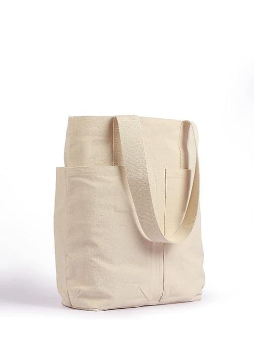 Aurbuy Cotton Tote Bags for Women, College Bag for girls With Inner & Outer Pockets, Utility Tote bags for Shopping, Travel & Daily use (Bag-4Pocket-Cream)