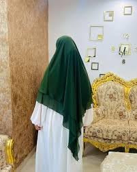 TRIPLE LAYER KHIMAR HIJAB/MULTI LAYER HIJAB/FULL SIZE KHIMAR LAYER (DARK GREEN)