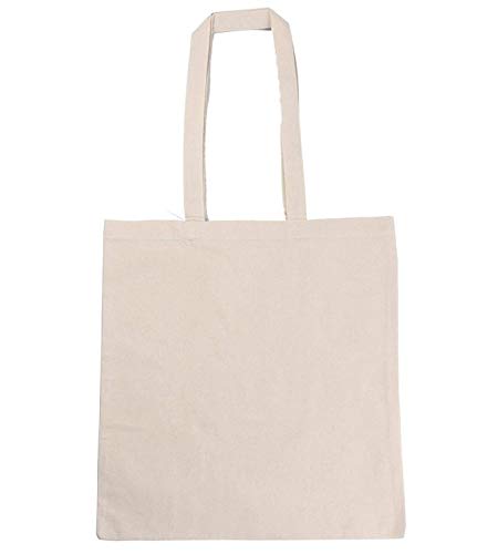 ECOFACTORYDIRECT 12 Pack NATURAL Color Cotton Bag - 15 X 16 reusable grocery bags 5.5 oz cotton canvas tote eco friendly super strong reusable washable (NATURAL, 12)