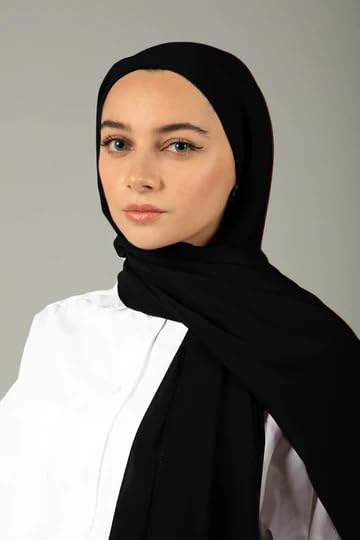 Urshia Malaysian Georgette Hijab/Diamond Georgette Scarf Hijab For Women (Black), For Female