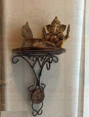 DECORASIA Beautiful Small Antique Wooden & Iron Wall Temple/Mandir for Home,Office and Other Multi Purpose Utility