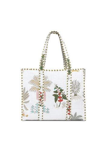 Yda fashion Quilted Cotton Tote Bag for Women & Men, 3 Layer Shopping Bag, Printed Reusable Grocery Tote, Lightweight Multipurpose Shoulder Handbag for Daily Use