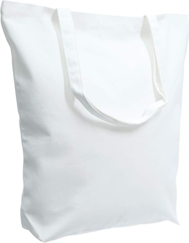 Metsi Canvas Tote Bag for Women, Plain Cotton Reusable Washable Tote Bag for Custom Painting and DIY Craft, Groceries Shopping Beach School Gym Gifts, Eco Friendly Blank Canvas Bag - Pack of 12, White
