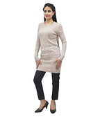 HAUTEMODA Woollen Regular Tops - Navy (Beige, Large)