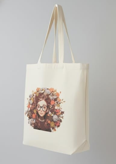 REETI Cotton Canvas Tote Bag for Women | 35 x 40 cm | Reusable Eco-Friendly Bag with Artistic Female Portrait Design