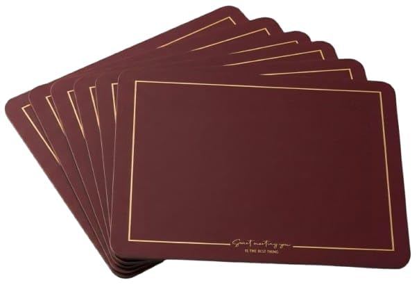 Dribble Premium PU Leather Placemats Set of 6, Double Layer Waterproof Heat Resistant, Non-Slip Easy Clean Dining Table Mats for Kitchen, Dining & Office Desk, Reversible & Smooth Finish (Maroon) Kafalo