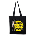 Tedhi Medhi Family Cotton Canvas Bhaiya Theek Theek Lagao Tote Bag (Black,15x13 Inch)