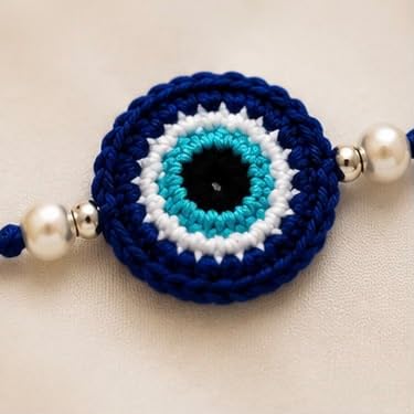 Crochet Rakhi Bracelets with Pearl Beads, Set of 7