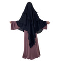 Triple Layer Khimar Hijab, Black Chiffon, Full Length Islamic Prayer Scarf