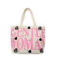 THE SACK CO. Large Canvas Tote Bag for Women, Tote Handbags for Women with Zipper for College, Shopping, Office (gntl women pink writing wht new)