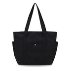 Kraptick Canvas Tote Bags, Stylish Shoulder Tote Bag Everyday Use For Women, Sylish Compact Tote Bag Perfect for Shopping (Black)