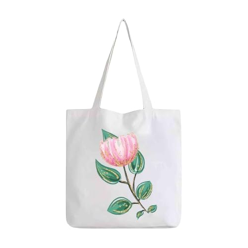 RON Brando Reusable Zipper Tote Bag for Women/Girls | Multipurpose 100% Organic Cotton Printed Tote Bags | Shopping/Grocery Bags | Comfortable for Shoulder Carrying (Tote Bag Multi 6)