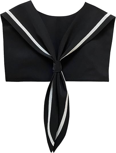 HAYZO Women's Sailor Collar Scarf | Detachable Fake Collar Necklace | Sailor Style Shawl Wrap for Sweater, Shirt & Dress | Fashion Accessory Top Collar (Black)