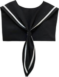 HAYZO Women's Sailor Collar Scarf | Detachable Fake Collar Necklace | Sailor Style Shawl Wrap for Sweater, Shirt & Dress | Fashion Accessory Top Collar (Black)