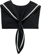 HAYZO Women's Sailor Collar Scarf | Detachable Fake Collar Necklace | Sailor Style Shawl Wrap for Sweater, Shirt & Dress | Fashion Accessory Top Collar (Black)