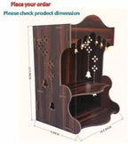 HM Bell Pooja Wooden Mandir for Home Wall Mounted | Wood Puja Home Temple with Double Shelf for Storage and God Idols Decoration for Living Room, Bedroom and Office
