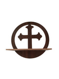 Wooden Wall Cross Shelf Temple,Round Shape Wooden Wall Christian Cross With Shelve For Home, Office.