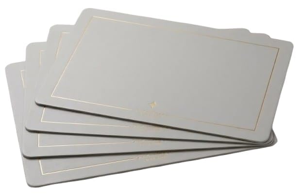 Dribble Premium PU Leather Placemats Set of 4, Double Layer Waterproof Heat Resistant, Non-Slip Easy Clean Dining Table Mats for Kitchen, Dining & Office Desk, Reversible & Smooth Finish (Silver) Kafalo