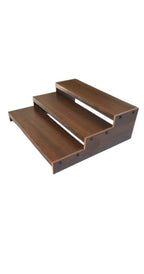 Teak Wooden Puja Chowki, Traditional Prayer Platform, 3-Tier Display Stand, Brown Finish, Temple Chowki