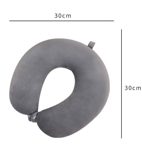 Travel Neck Pillow with Eye Mask, Soft Fiber Filled U Shape Cervical Support Pillow for Airplane, Car, Train & Office, Adjustable Snap Button, Lightweight Travel Pillow for Adults (Brown)
