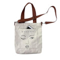 Aurbuy Cotton Tote Bags for Women, College Bag for girls With Inner & Outer Pockets, Utility Tote bags for Shopping, Travel & Daily use (Bag-Cream-Print-Miss-Sixty)