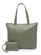Aquatan Vegan Leather PU Tote Bag for Women Spacious, Stylish, Sturdy PU Material Handbag Zippered Compartment Olive (Olive Solid)
