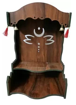 SSI Fully Handmade beautyfull Small Wooden Home and Office Temple/Pooja Mandir Pooja ghar (DRK Brown)