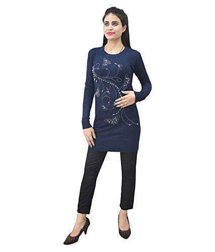 HAUTEMODA Woollen Regular Tops - Navy (Navy, Medium)