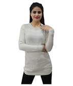 HAUTEMODA Woollen Regular Tops - Maroon (White, 38)
