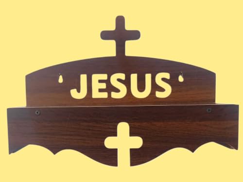 Modern Style Wooden Jesus Wall Shelf With Cross Symbol Suitable For Christian Home Prayer Room, Smooth Finish Durable Build Easy Wall Installation For Daily Worship Gifts Families Believers