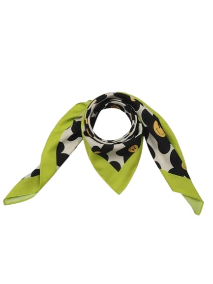 Beau Design Women's Stylish Square Polyster Trendy Digital Printed Fashion Head Neck Scarf Stole Wrap - Green Black Large 29 X 29