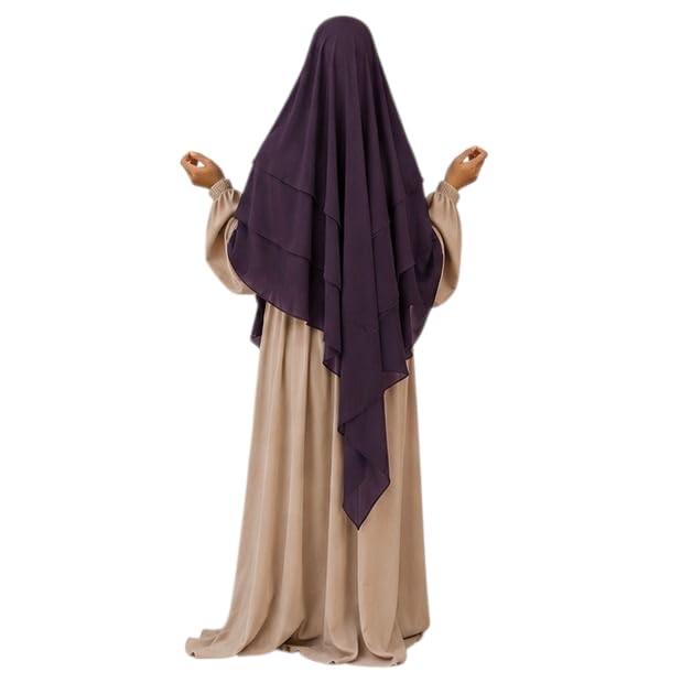 TRIPLE LAYER KHIMAR HIJAB/MULTI LAYER HIJAB/FULL SIZE KHIMAR LAYER (DARK PURPLE)