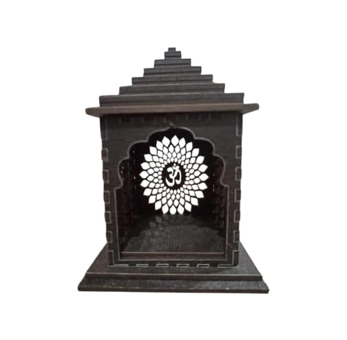Attractive Craft Store MDF Temple for Car Dashboard & Home Decor | Traditional Wooden Mandir for Idols and Decorative Spiritual Altar | Black | Pack of 2