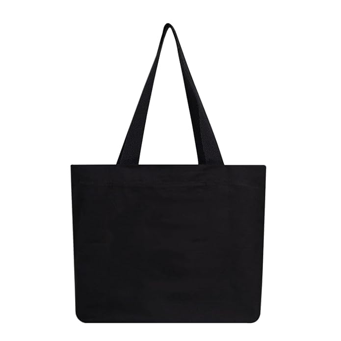 Premium plain black canvas tote bags for women | Shopping beach collage street bag for ladies with zip closer (1)