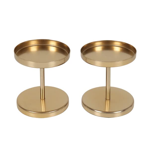Home Trends India Metal Candle Stand I Candle Holder For Home, Birthday Decoration I Table Romantic, Birthday, Dinner Home & Bar Decorative (Set Of 2, Gold)