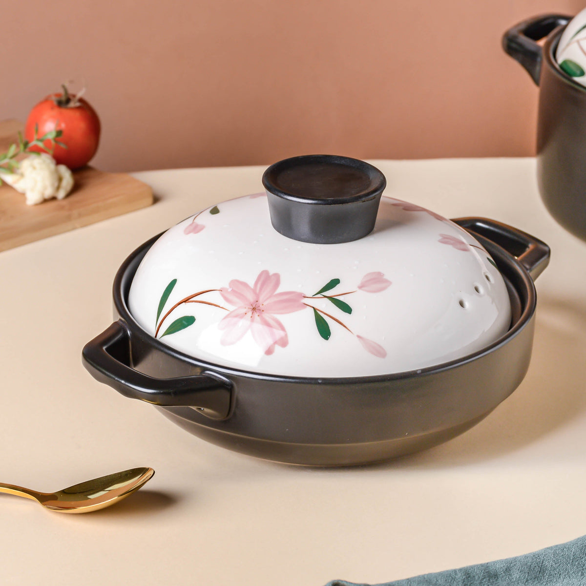 Sakura Shallow White Cooking Pot Nestasia