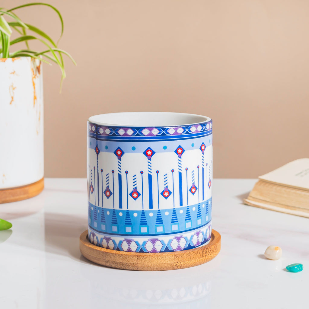 Potted Palette Ceramic Planter With Coaster Set Of 5 Nestasia