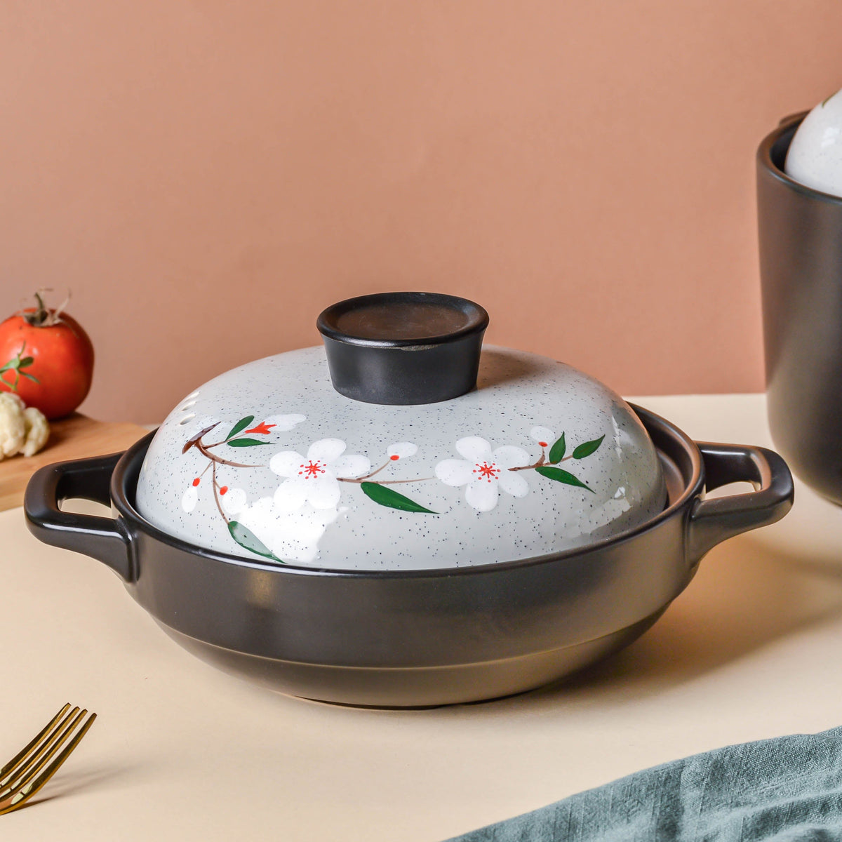 Sakura Shallow Cooking Pot Grey Nestasia