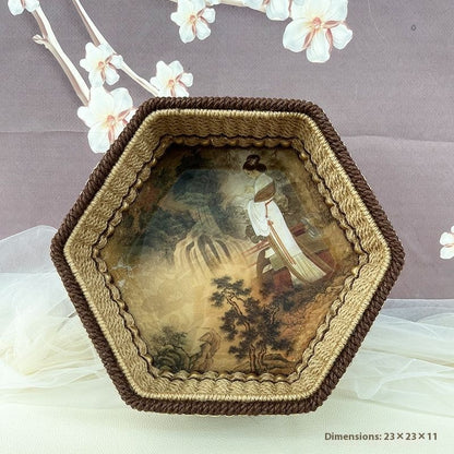 Hexagonal Storage Box Made Entirely Of Handmade Hemp Rope