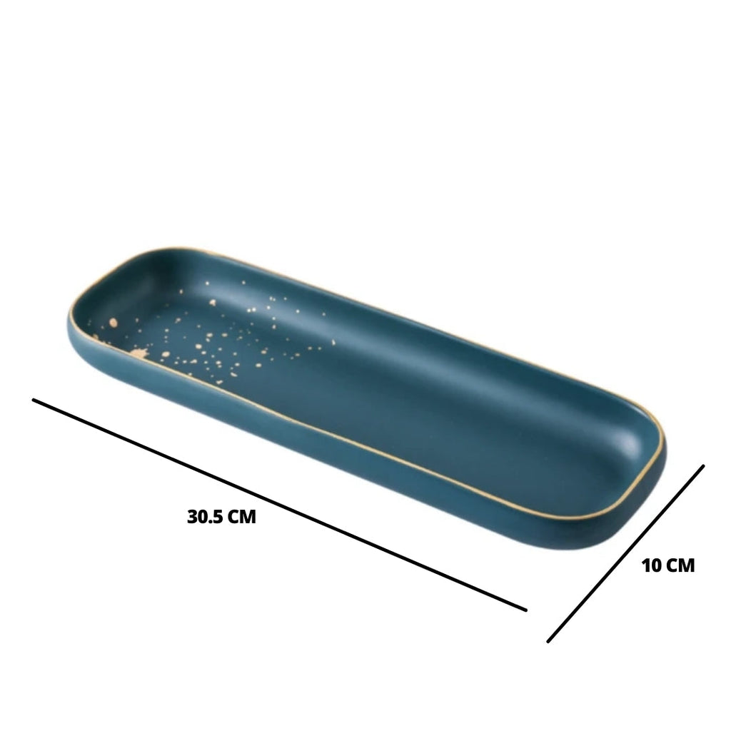 CARA long plate - midnight green Nestasia