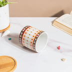 Noor Art Orange and Brown Planter With Wooden Coaster Nestasia