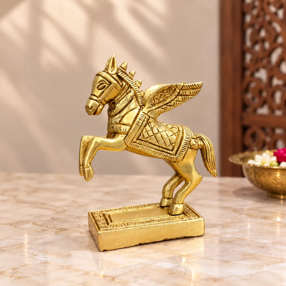 Brass Flying Horse Statue (4.3 Inch) Vedansh Craft