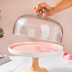 Cake Stand With Cloche Pink 9.5 Inch Nestasia