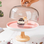Cake Stand With Cloche Pink 9.5 Inch Nestasia
