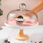 Cake Stand With Cloche Pink 9.5 Inch Nestasia