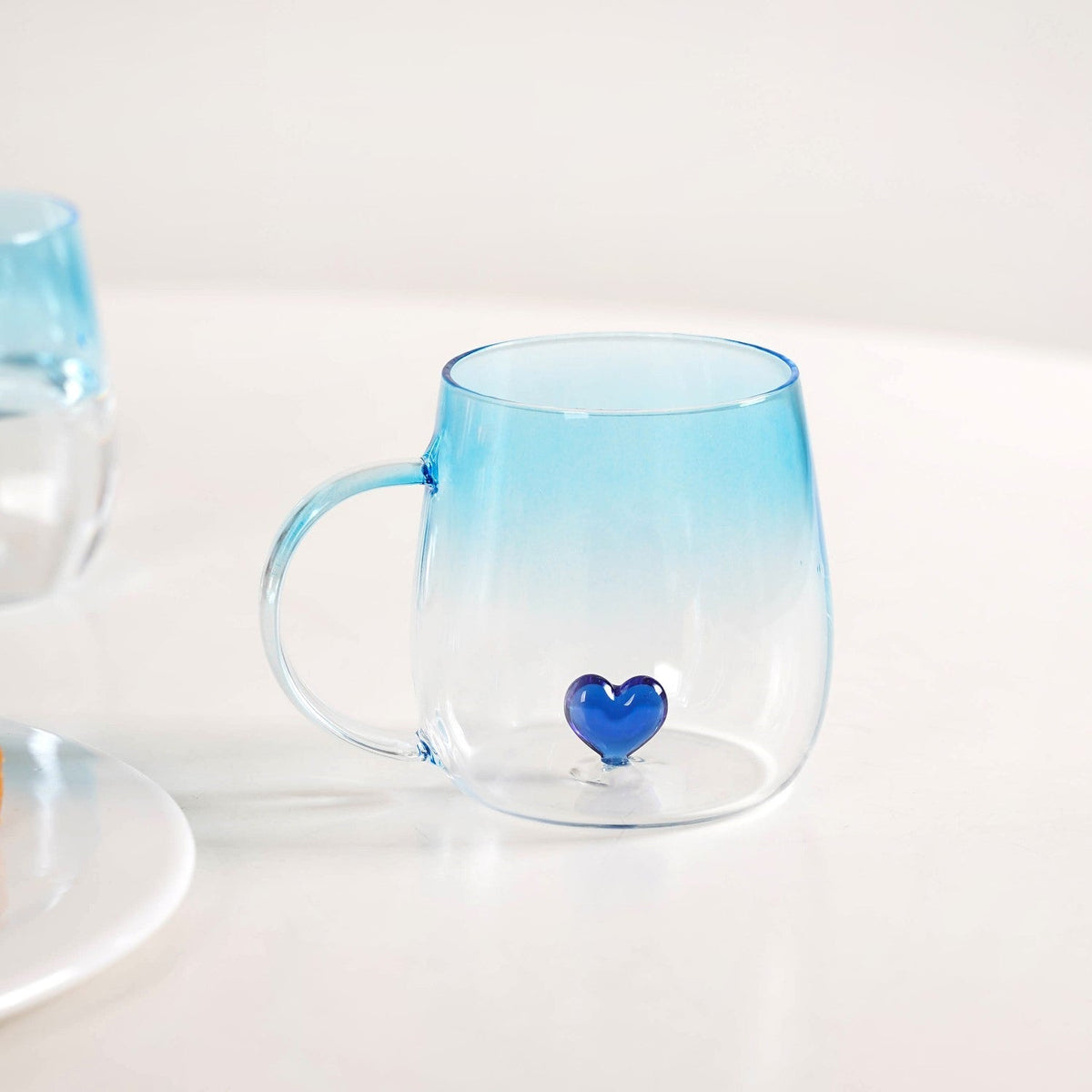 3D Blue Heart Ombre Mug Set Of 2 450ml Nestasia
