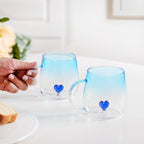 3D Blue Heart Ombre Mug Set Of 2 450ml Nestasia