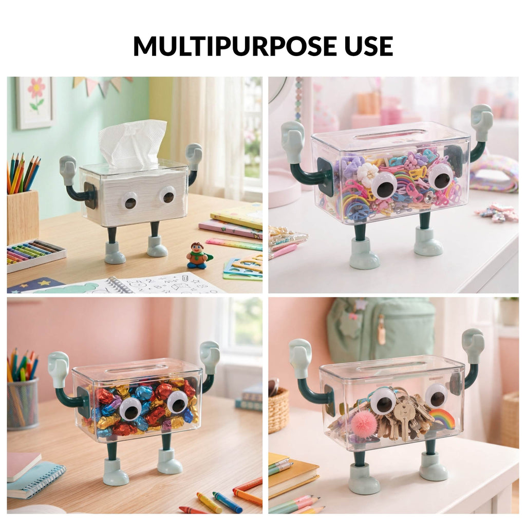 3D Robot Design Tissue Box Blue Nestasia