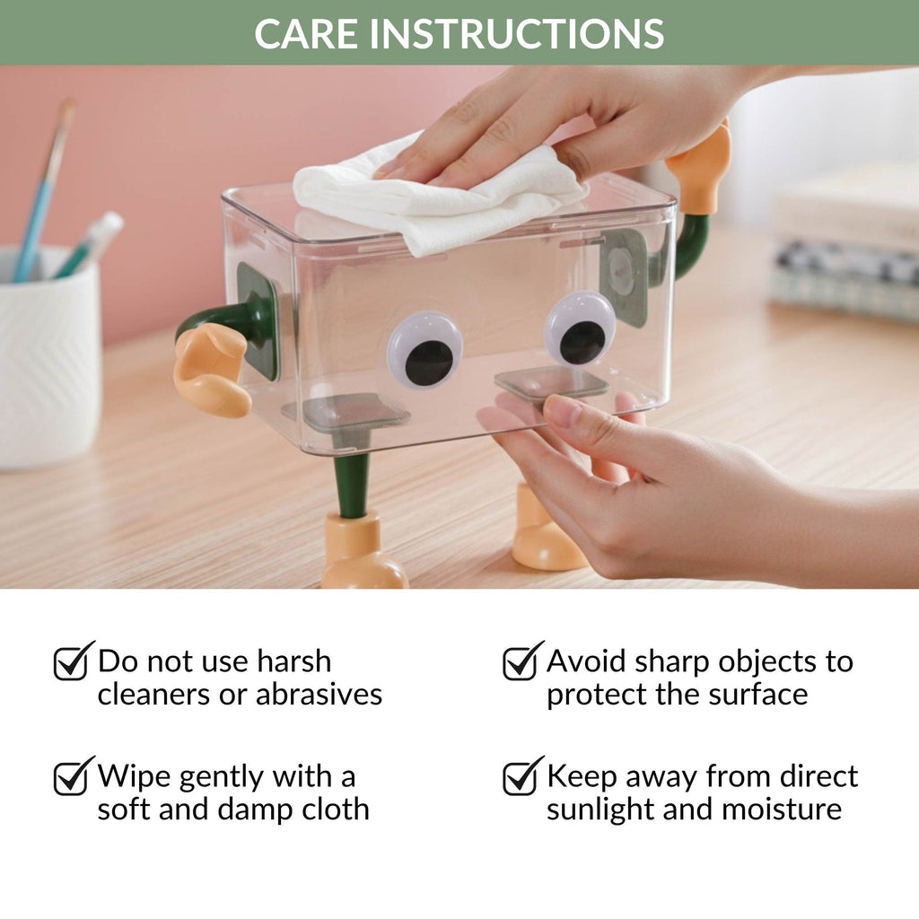 3D Cartoon Robot Tissue Box Green Nestasia
